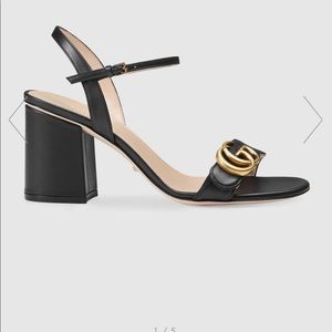 Leather mid-heel sanda